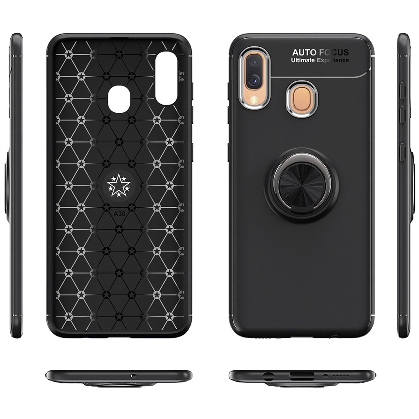 NALIA Ring Hülle kompatibel mit Samsung Galaxy A40, Silikon Handyhülle mit 360 Grad Finger-Halter für magnetische KFZ-Halterung, Schutzhülle Cover Phone Case Handy-Tasche Etui