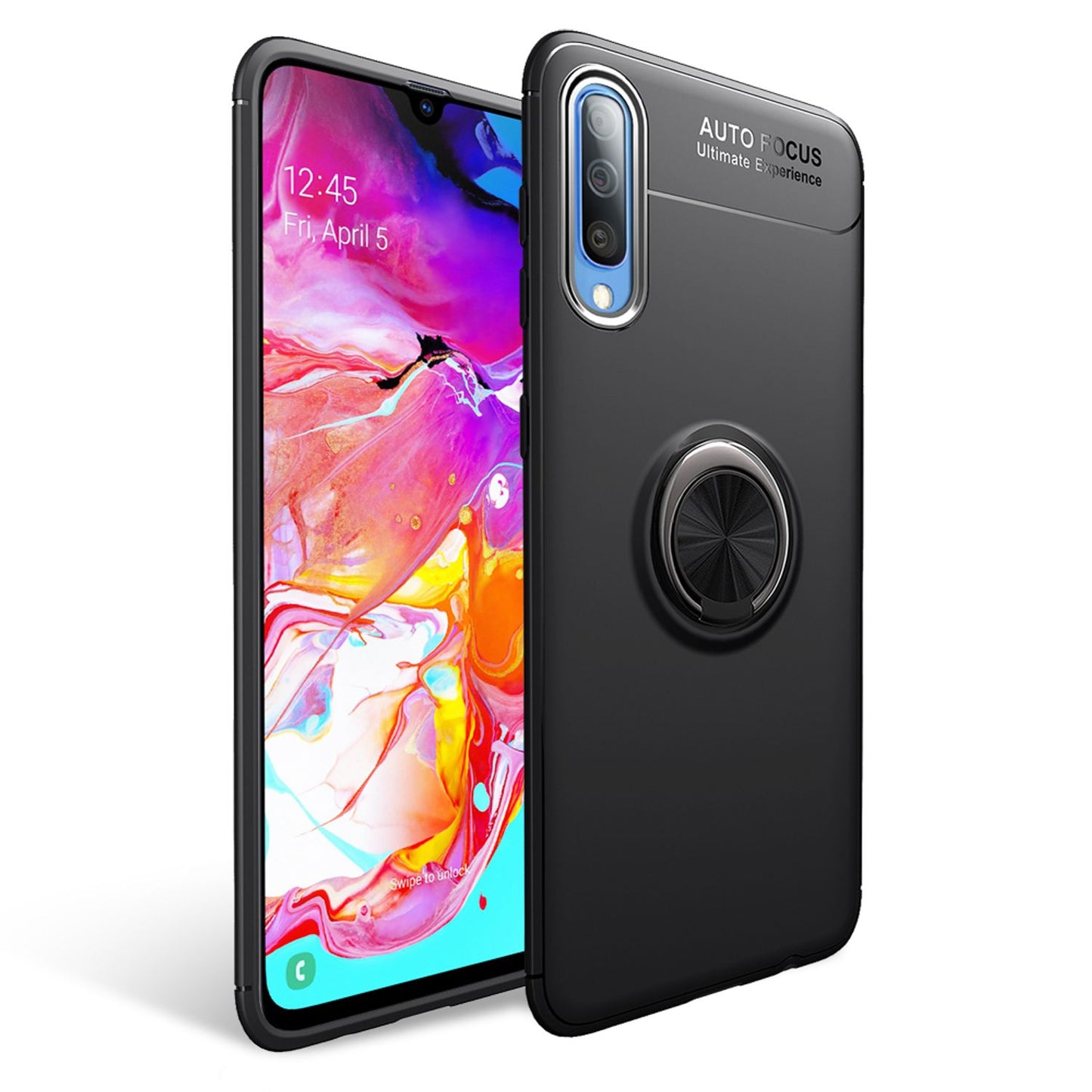 NALIA Ring Hülle kompatibel mit Samsung Galaxy A50, Silikon Handyhülle mit 360 Grad Finger-Halter für magnetische KFZ-Halterung, Schutzhülle Cover Phone Case Handy-Tasche Etui