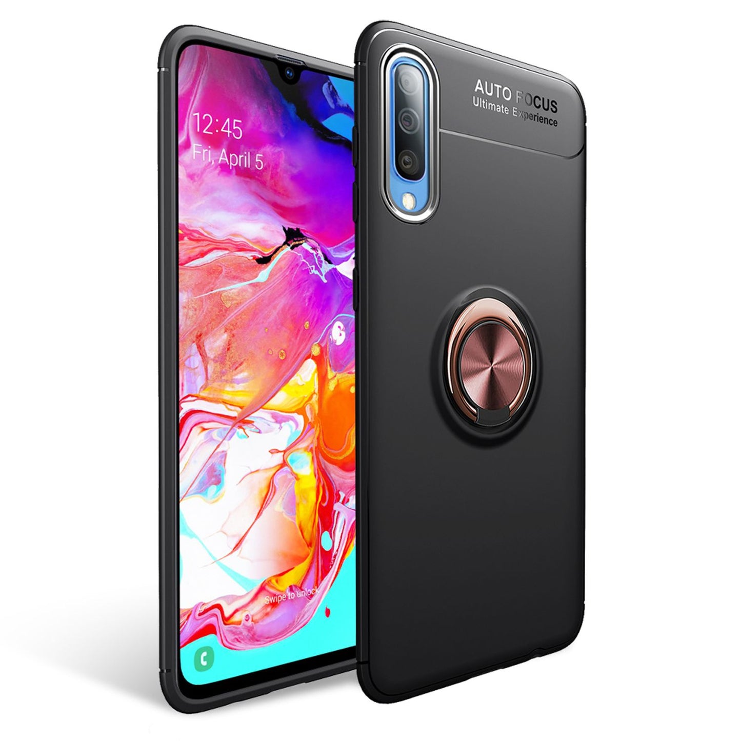 NALIA Ring Hülle kompatibel mit Samsung Galaxy A50, Silikon Handyhülle mit 360 Grad Finger-Halter für magnetische KFZ-Halterung, Schutzhülle Cover Phone Case Handy-Tasche Etui