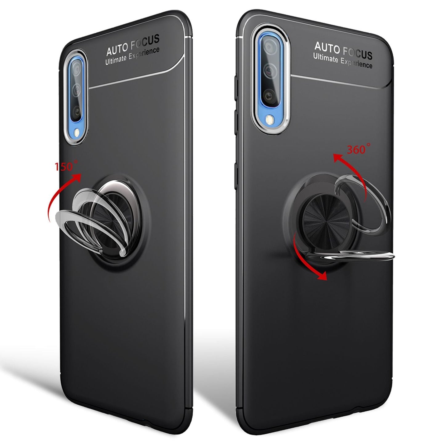 NALIA Ring Hülle kompatibel mit Samsung Galaxy A50, Silikon Handyhülle mit 360 Grad Finger-Halter für magnetische KFZ-Halterung, Schutzhülle Cover Phone Case Handy-Tasche Etui