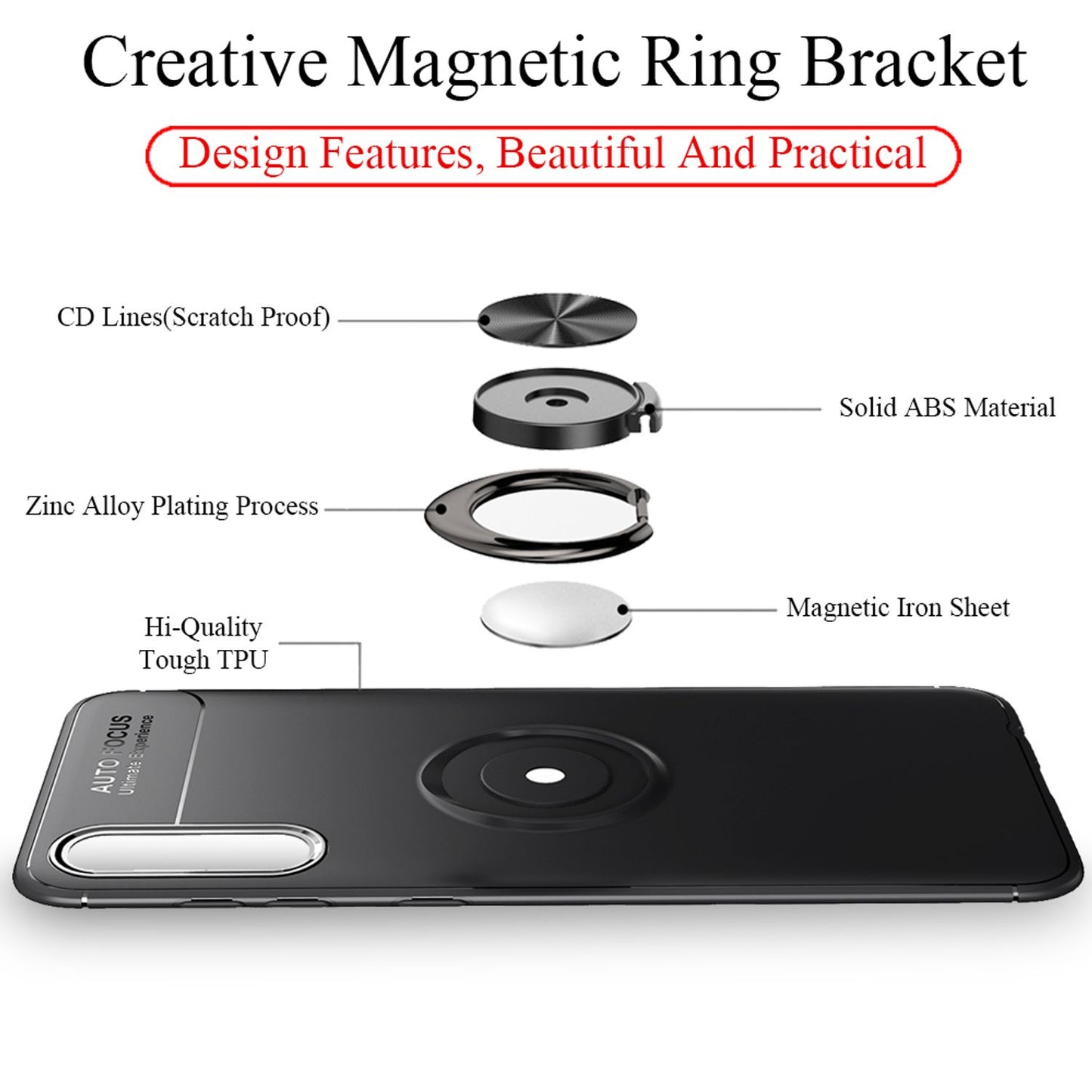 NALIA Ringhülle für Samsung Galaxy A70 – Ring-Ständer 360° & für Magnet-Halter – GRIP360 (Mattiertes Silikon Case) – Marke aus Berlin