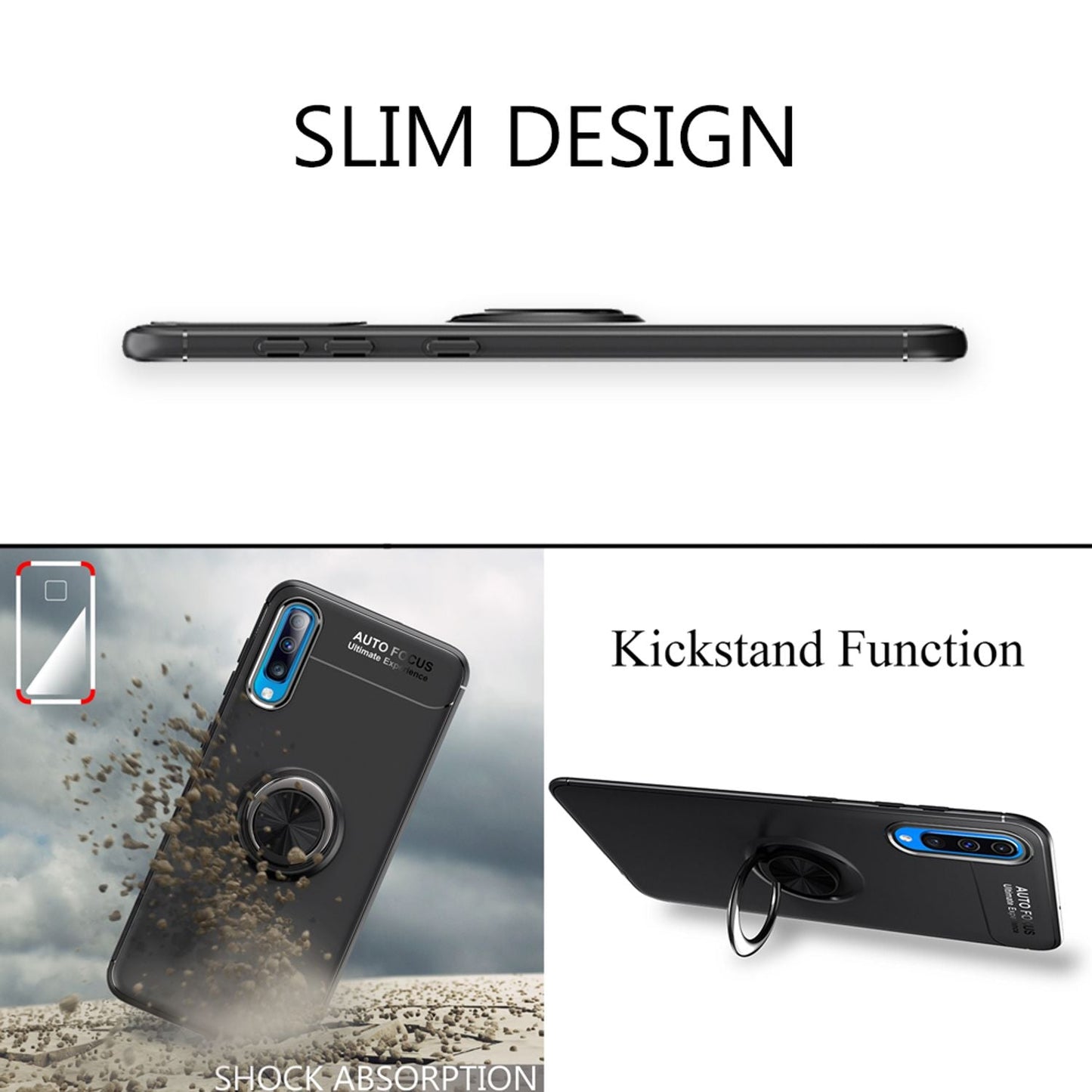 NALIA Ringhülle für Samsung Galaxy A70 – Ring-Ständer 360° & für Magnet-Halter – GRIP360 (Mattiertes Silikon Case) – Marke aus Berlin