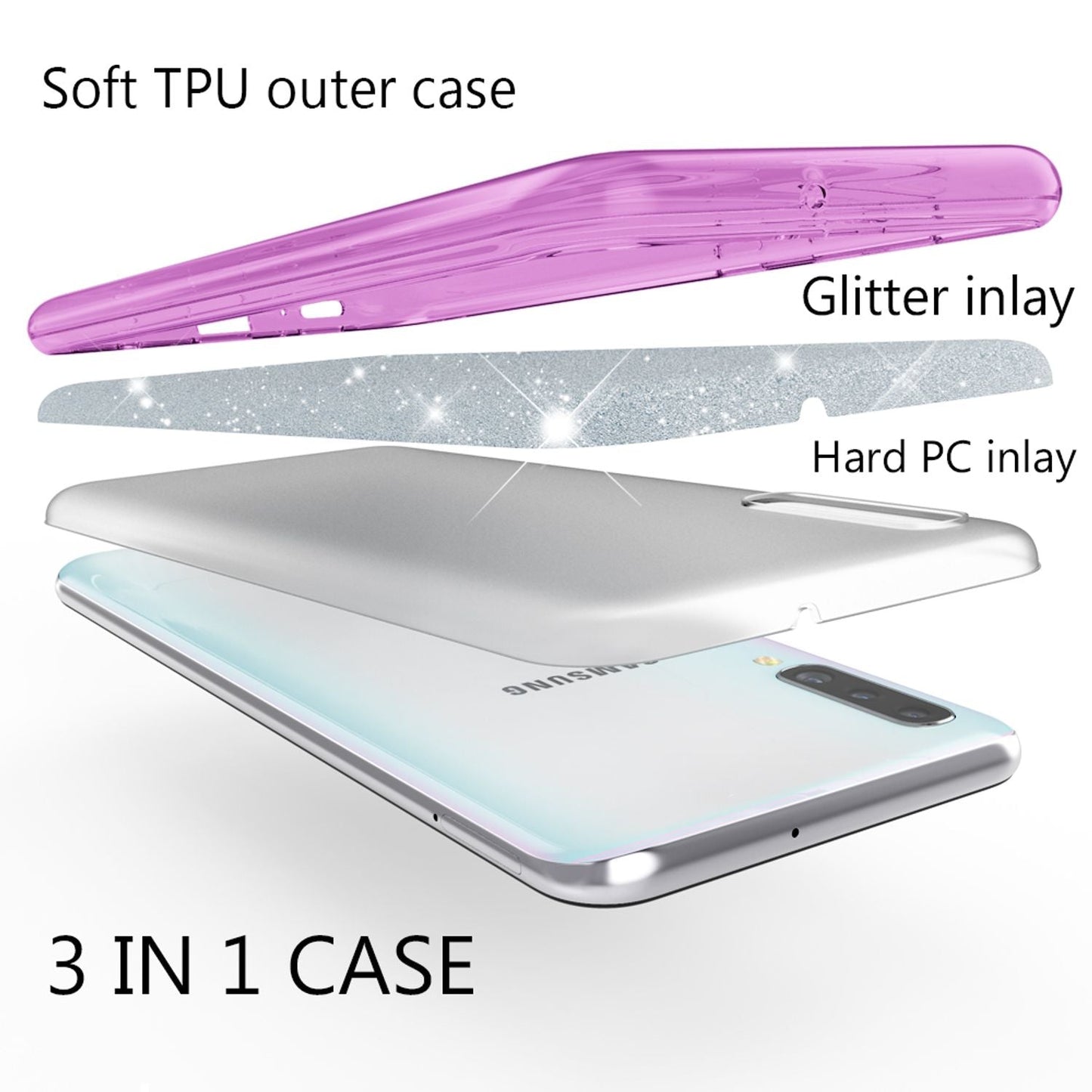 NALIA Glitzer Hülle kompatibel mit Samsung Galaxy A70, Diamant Schutzhülle Glitter Case Bling Cover Silikon Handyhülle Dünn, Ultra-Slim Phone Backcover Handy-Tasche Diamond Bumper Etui