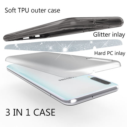 NALIA Glitzer Hülle kompatibel mit Samsung Galaxy A70, Diamant Schutzhülle Glitter Case Bling Cover Silikon Handyhülle Dünn, Ultra-Slim Phone Backcover Handy-Tasche Diamond Bumper Etui
