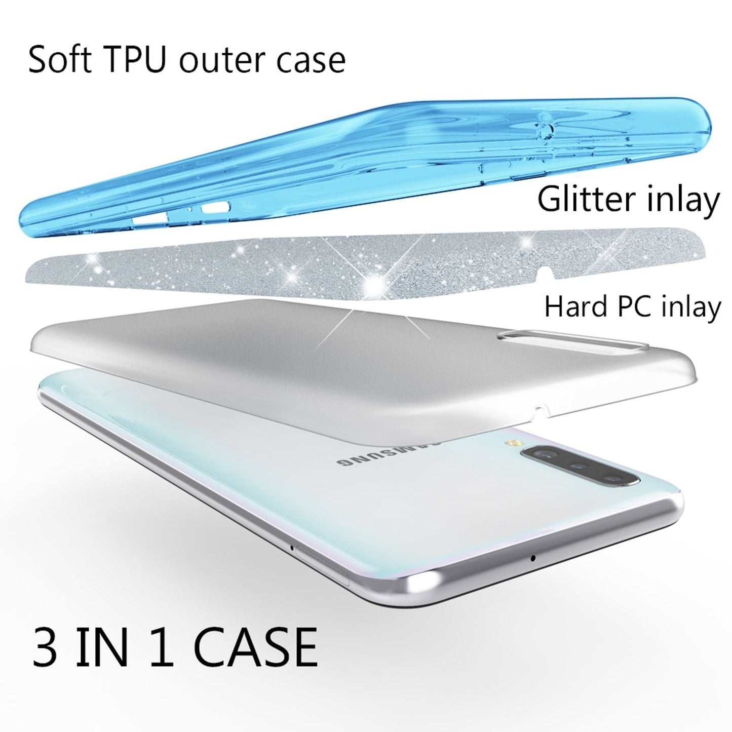 NALIA Glitzer Hülle kompatibel mit Samsung Galaxy A70, Diamant Schutzhülle Glitter Case Bling Cover Silikon Handyhülle Dünn, Ultra-Slim Phone Backcover Handy-Tasche Diamond Bumper Etui