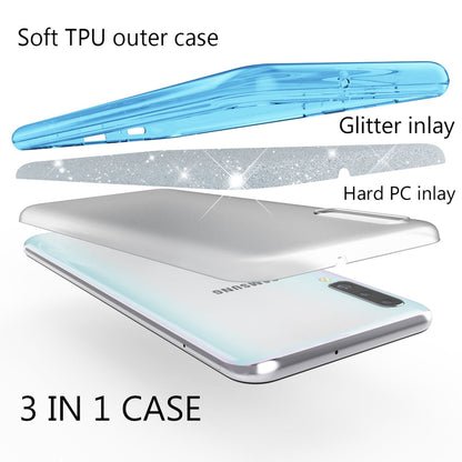 NALIA Glitzer Hülle kompatibel mit Samsung Galaxy A70, Diamant Schutzhülle Glitter Case Bling Cover Silikon Handyhülle Dünn, Ultra-Slim Phone Backcover Handy-Tasche Diamond Bumper Etui