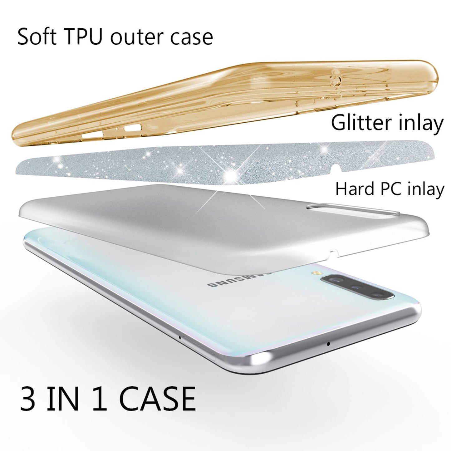 NALIA Glitzer Hülle kompatibel mit Samsung Galaxy A70, Diamant Schutzhülle Glitter Case Bling Cover Silikon Handyhülle Dünn, Ultra-Slim Phone Backcover Handy-Tasche Diamond Bumper Etui