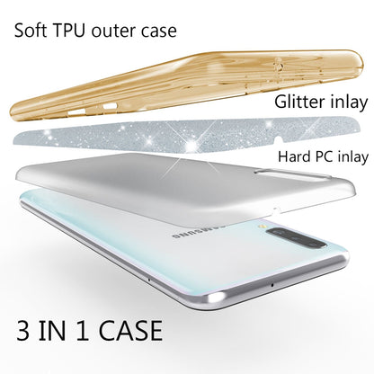 NALIA Glitzer Hülle kompatibel mit Samsung Galaxy A70, Diamant Schutzhülle Glitter Case Bling Cover Silikon Handyhülle Dünn, Ultra-Slim Phone Backcover Handy-Tasche Diamond Bumper Etui