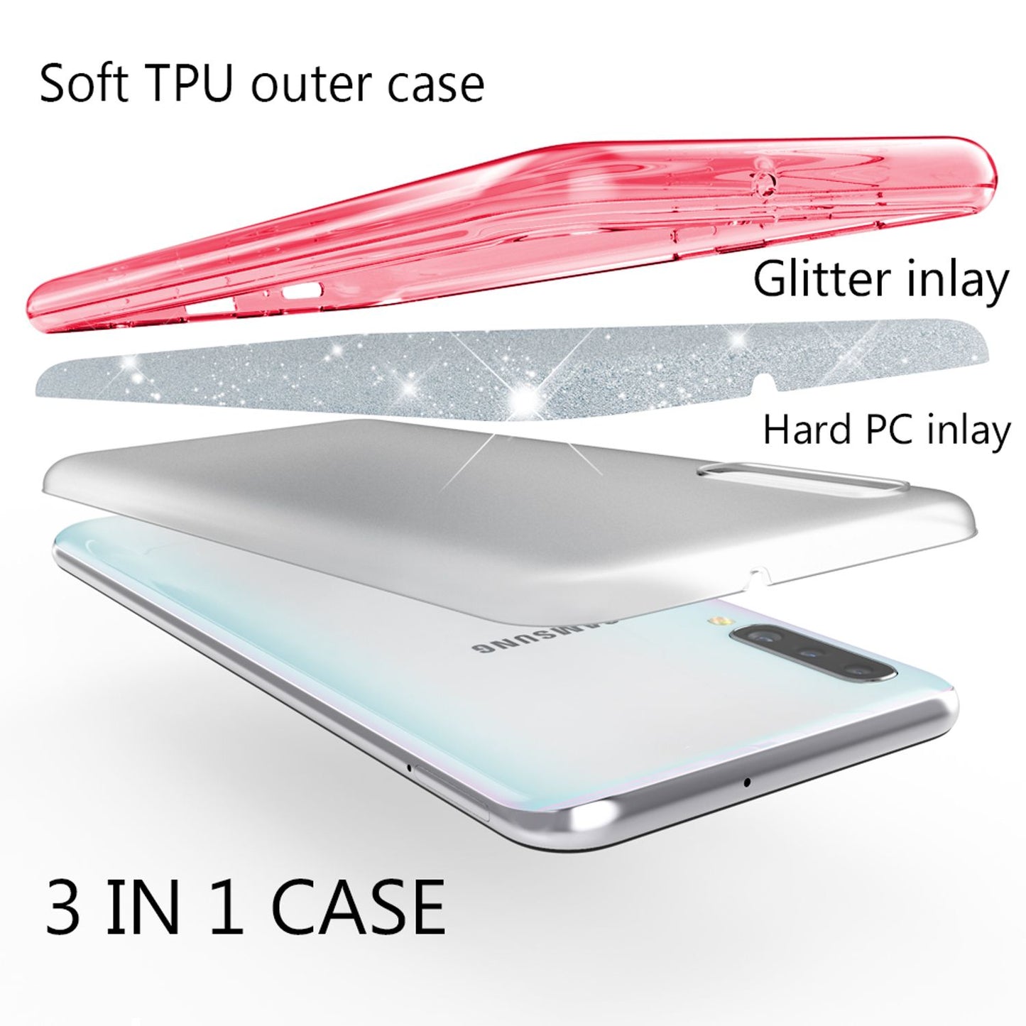 NALIA Glitzer Hülle kompatibel mit Samsung Galaxy A70, Diamant Schutzhülle Glitter Case Bling Cover Silikon Handyhülle Dünn, Ultra-Slim Phone Backcover Handy-Tasche Diamond Bumper Etui