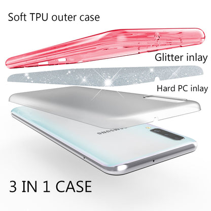 NALIA Glitzer Hülle kompatibel mit Samsung Galaxy A70, Diamant Schutzhülle Glitter Case Bling Cover Silikon Handyhülle Dünn, Ultra-Slim Phone Backcover Handy-Tasche Diamond Bumper Etui