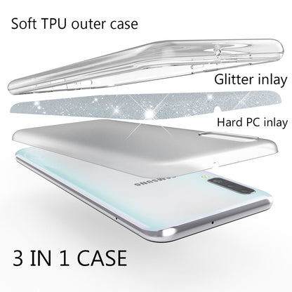 NALIA Glitzer Hülle kompatibel mit Samsung Galaxy A70, Diamant Schutzhülle Glitter Case Bling Cover Silikon Handyhülle Dünn, Ultra-Slim Phone Backcover Handy-Tasche Diamond Bumper Etui