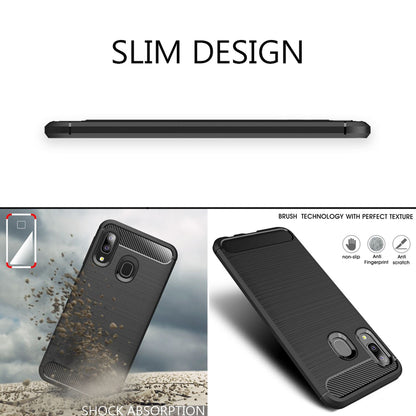 NALIA Design Case kompatibel mit Samsung Galaxy A20e Hülle, Carbon Look Stylische Handyhülle Stoßfeste Silikon Schutzhülle, Dünne Handy-Tasche Phone Cover Bumper Soft Skin Etui Kratzfest - Schwarz