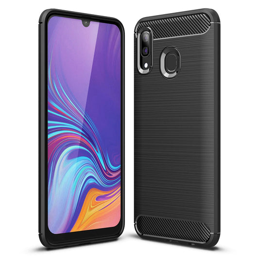 NALIA Silikonhülle für Samsung Galaxy A40 – Rutschfest & Matt – VORTEX (Gebürstete Optik & Carbon Design) – Marke aus Berlin