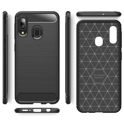 NALIA Silikonhülle für Samsung Galaxy A40 – Rutschfest & Matt – VORTEX (Gebürstete Optik & Carbon Design) – Marke aus Berlin