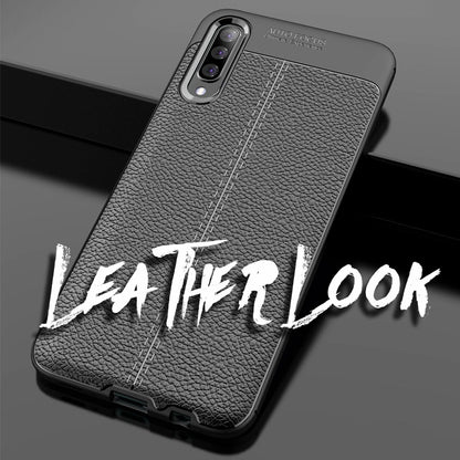 NALIA Leder-Look Hülle kompatibel mit Samsung Galaxy A70, Ultra-Slim Gummi Handyhülle TPU Silikon Case Cover, Dünne Phone Schutzhülle, Stoßfeste Etui Handy-Tasche Backcover Smartphone Bumper - Schwarz