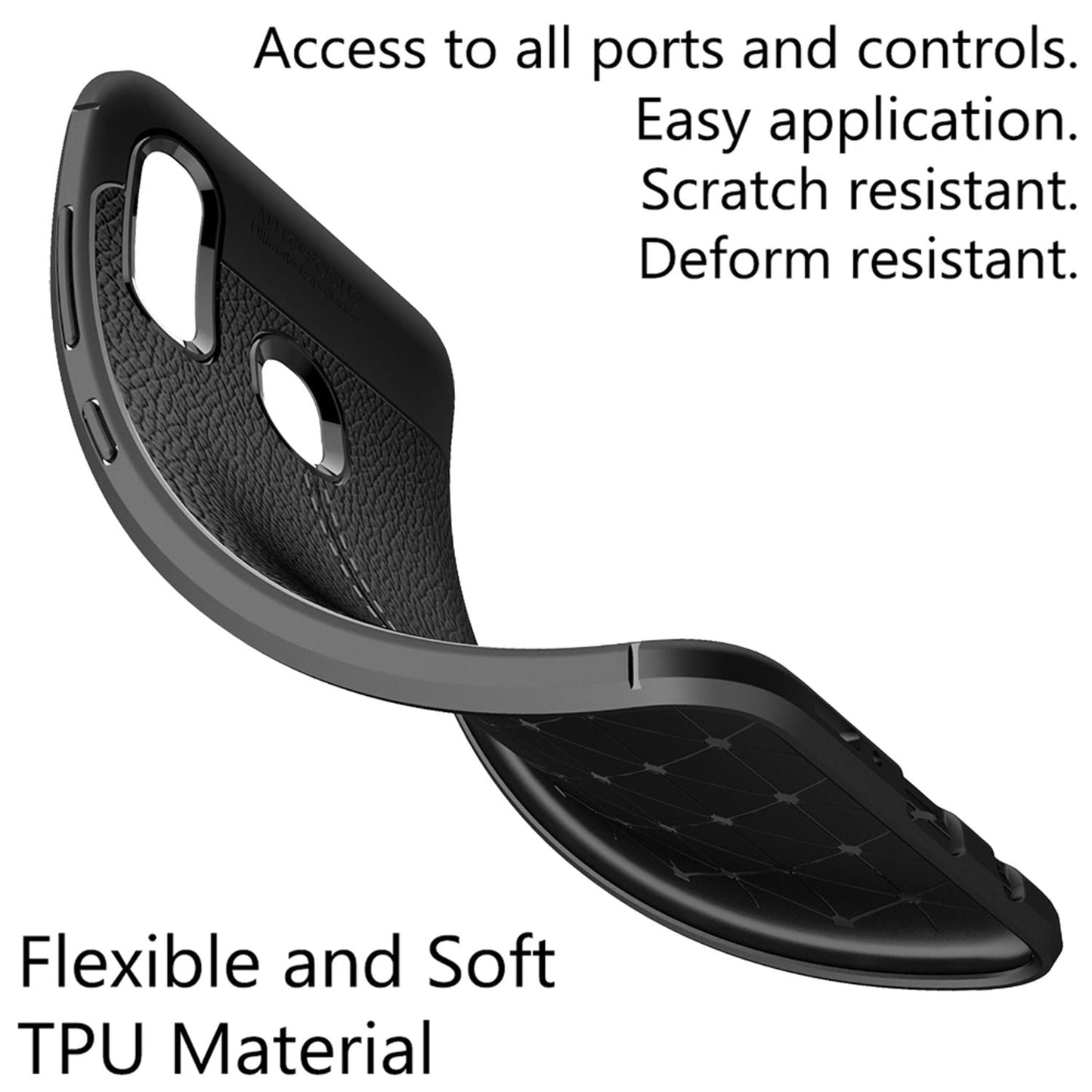 NALIA Leder-Look Hülle kompatibel mit Samsung Galaxy A40, Ultra-Slim Gummi Handyhülle TPU Silikon Case Cover, Dünne Phone Schutzhülle, Stoßfeste Etui Handy-Tasche Backcover Smartphone Bumper - Schwarz