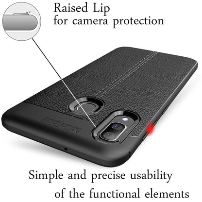 NALIA Leder-Look Hülle kompatibel mit Samsung Galaxy A40, Ultra-Slim Gummi Handyhülle TPU Silikon Case Cover, Dünne Phone Schutzhülle, Stoßfeste Etui Handy-Tasche Backcover Smartphone Bumper - Schwarz