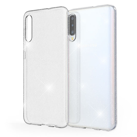 NALIA Glitzerhülle für Samsung Galaxy A70 – Funkelndes Silikon Case – DAZZLIN (Transparent & Stoßfest) – Marke aus Berlin