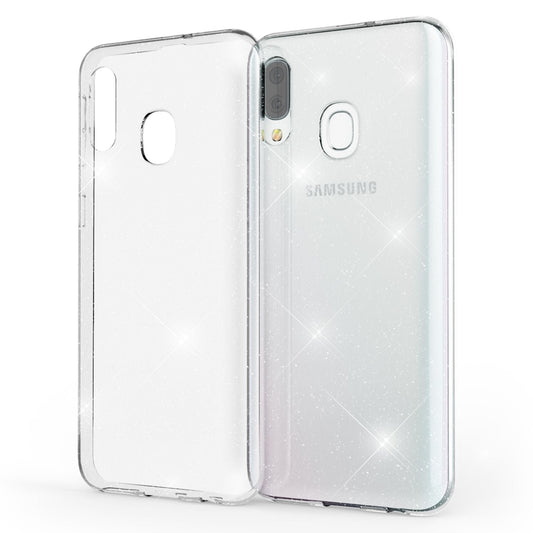 NALIA Glitzerhülle für Samsung Galaxy A40 – Funkelndes Silikon Case – DAZZLIN (Transparent & Stoßfest) – Marke aus Berlin