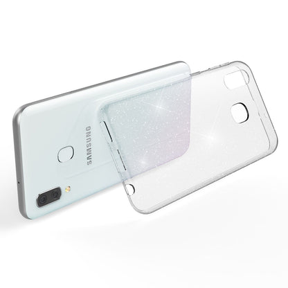 NALIA Glitzerhülle für Samsung Galaxy A40 – Funkelndes Silikon Case – DAZZLIN (Transparent & Stoßfest) – Marke aus Berlin