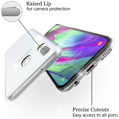 NALIA Glitzerhülle für Samsung Galaxy A40 – Funkelndes Silikon Case – DAZZLIN (Transparent & Stoßfest) – Marke aus Berlin