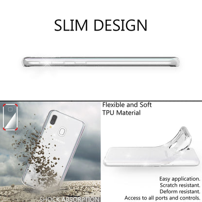 NALIA Glitzerhülle für Samsung Galaxy A20e – Funkelndes Silikon Case – DAZZLIN (Transparent & Stoßfest) – Marke aus Berlin