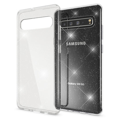 NALIA Glitzerhülle für Samsung Galaxy S10 5G – Funkelndes Silikon Case – DAZZLIN (Transparent & Stoßfest) – Marke aus Berlin