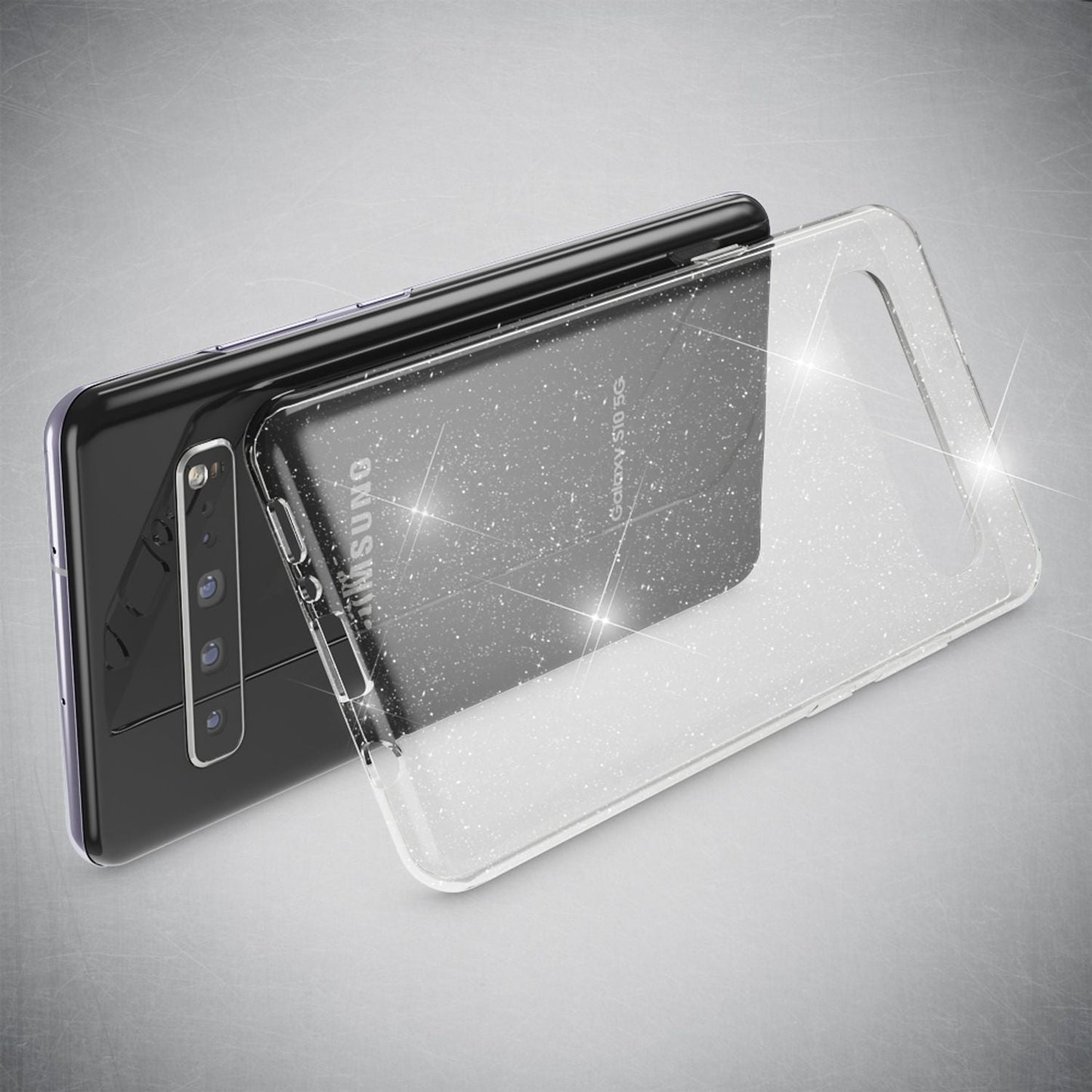 NALIA Glitzerhülle für Samsung Galaxy S10 5G – Funkelndes Silikon Case – DAZZLIN (Transparent & Stoßfest) – Marke aus Berlin