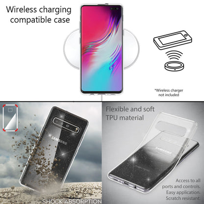NALIA Glitzerhülle für Samsung Galaxy S10 5G – Funkelndes Silikon Case – DAZZLIN (Transparent & Stoßfest) – Marke aus Berlin