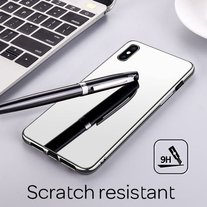 NALIA Spiegel Hartglas Hülle kompatibel mit iPhone X / XS, Mirror Hard-Case 9H Tempered Glass Cover & Silikon Bumper, Kratzfeste Handyhülle Schutzhülle Etui Handy-Tasche Dünn