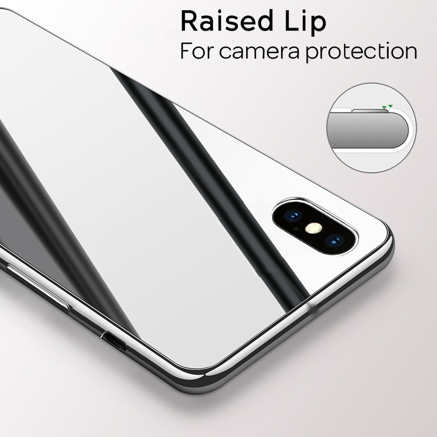 NALIA Spiegel Hartglas Hülle kompatibel mit iPhone X / XS, Mirror Hard-Case 9H Tempered Glass Cover & Silikon Bumper, Kratzfeste Handyhülle Schutzhülle Etui Handy-Tasche Dünn