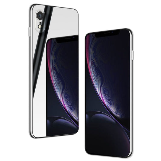 NALIA Spiegel Hartglas Hülle kompatibel mit iPhone XR, Mirror Hard-Case 9H Tempered Glass Cover & Silikon Bumper, Kratzfeste Handyhülle Schutzhülle Etui Handy-Tasche Dünn Backcover