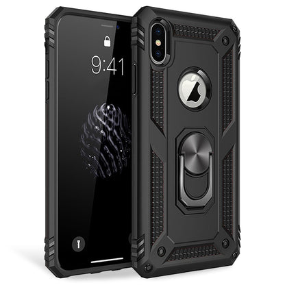 NALIA Panzerhülle für iPhone X / XS – Ring-Ständer 360° & Magnet-Halterung Kompatibel – RINGDEFEND (Stoßfestes Outdoor Case) – Marke aus Berlin
