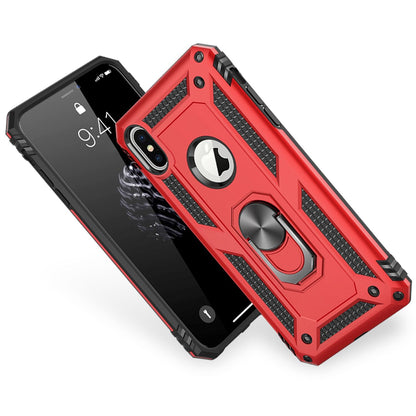 NALIA Panzerhülle für iPhone X / XS – Ring-Ständer 360° & Magnet-Halterung Kompatibel – RINGDEFEND (Stoßfestes Outdoor Case) – Marke aus Berlin