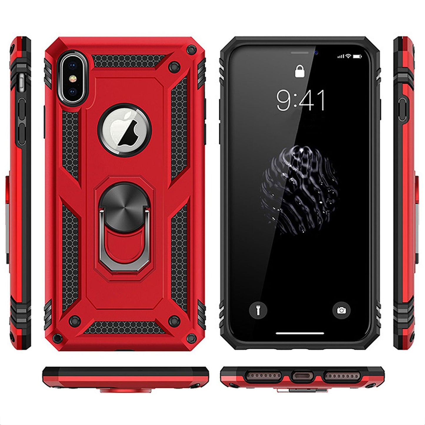 NALIA Panzerhülle für iPhone XS Max – Ring-Ständer 360° & Magnet-Halterung Kompatibel – RINGDEFEND (Stoßfestes Outdoor Case) – Marke aus Berlin