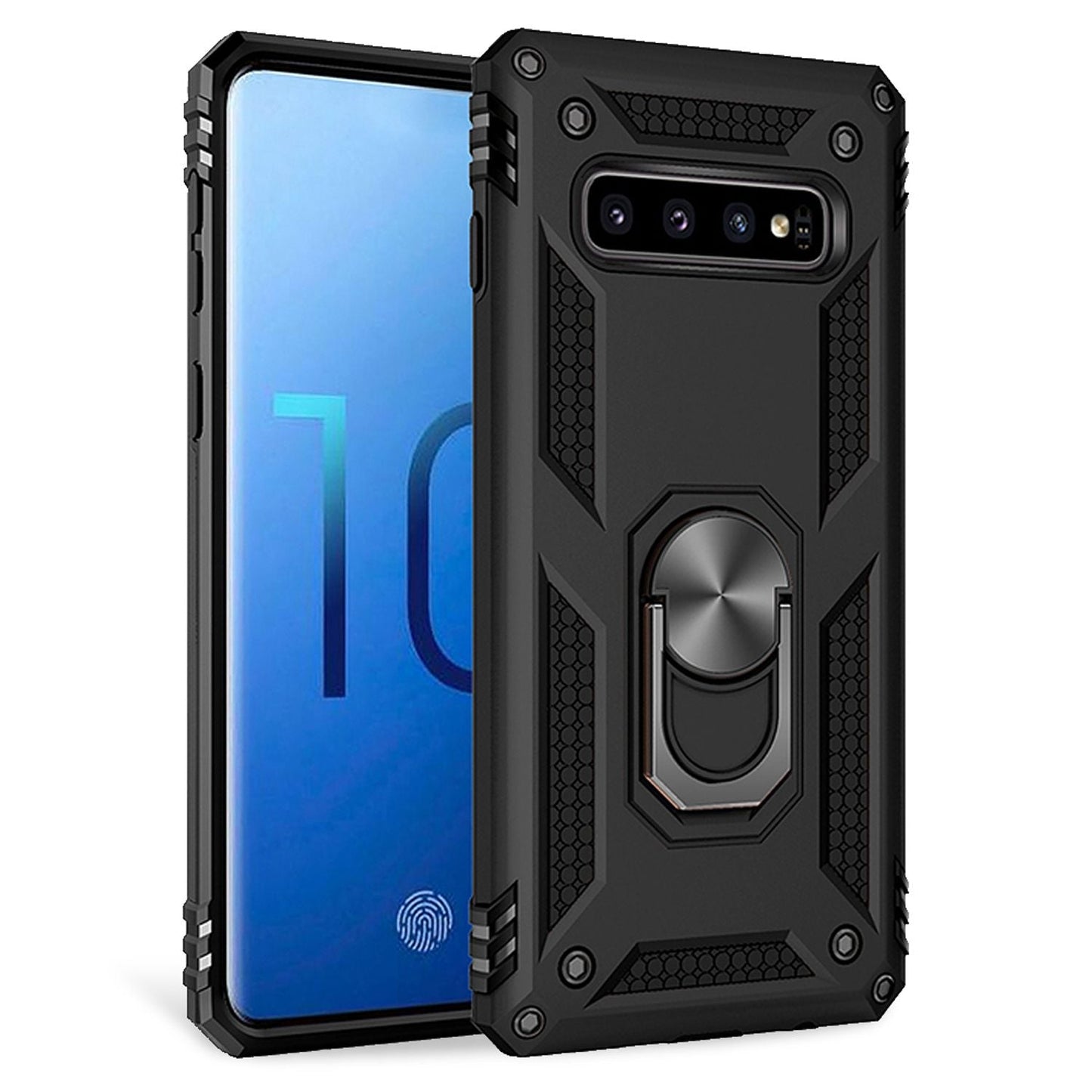 NALIA Panzerhülle für Samsung Galaxy S10 – Ring-Ständer 360° & Magnet-Halterung Kompatibel – RINGDEFEND (Stoßfestes Outdoor Case) – Marke aus Berlin