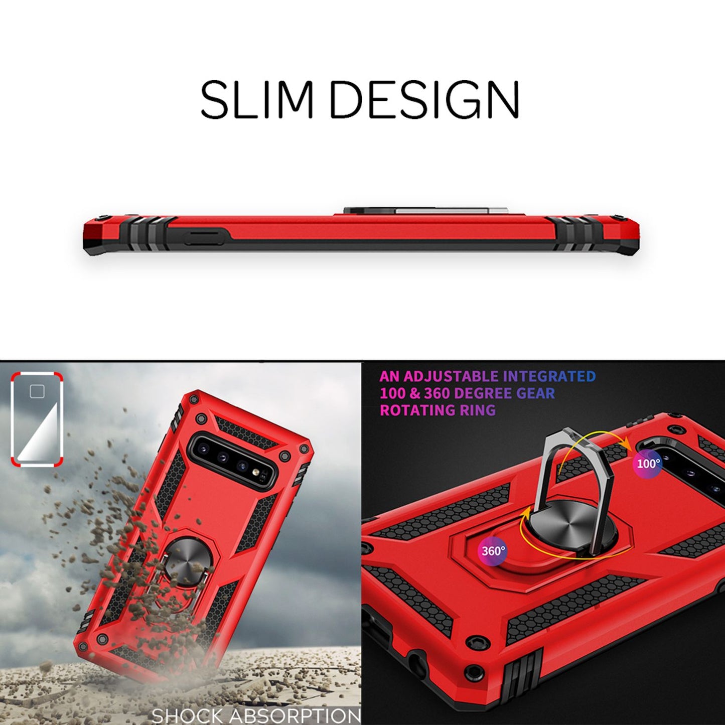 NALIA Panzerhülle für Samsung Galaxy S10 – Ring-Ständer 360° & Magnet-Halterung Kompatibel – RINGDEFEND (Stoßfestes Outdoor Case) – Marke aus Berlin