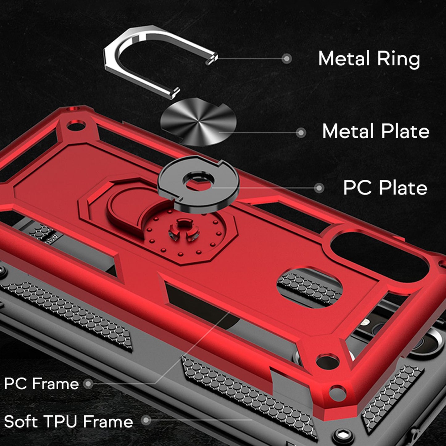 NALIA Ring Hülle kompatibel mit Samsung Galaxy A20e, Stoßfeste Handyhülle für magnetische KFZ-Halterung mit 360 Grad Finger-Halter, Schutzhülle mit Silikon Cover & Hardcase Bumper