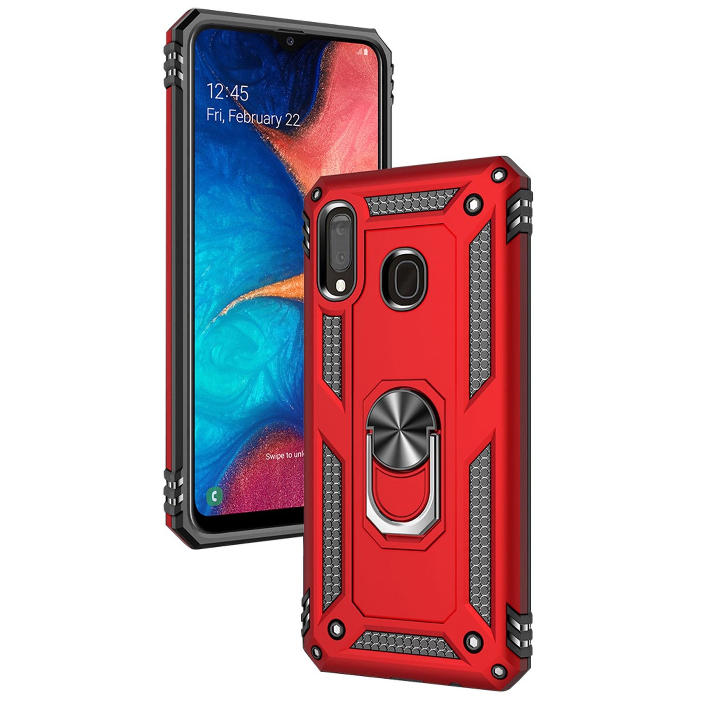 NALIA Ring Hülle kompatibel mit Samsung Galaxy A20e, Stoßfeste Handyhülle für magnetische KFZ-Halterung mit 360 Grad Finger-Halter, Schutzhülle mit Silikon Cover & Hardcase Bumper