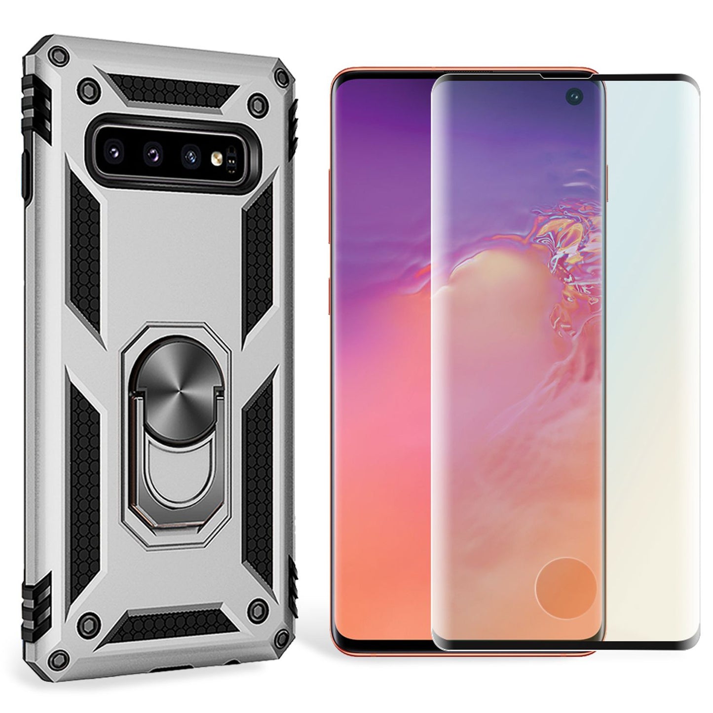 NALIA Panzerhülle für Samsung Galaxy S10 – Ring-Ständer 360° & Magnet-Halterung Kompatibel – RINGDEFEND (Stoßfestes Outdoor Case) – Marke aus Berlin