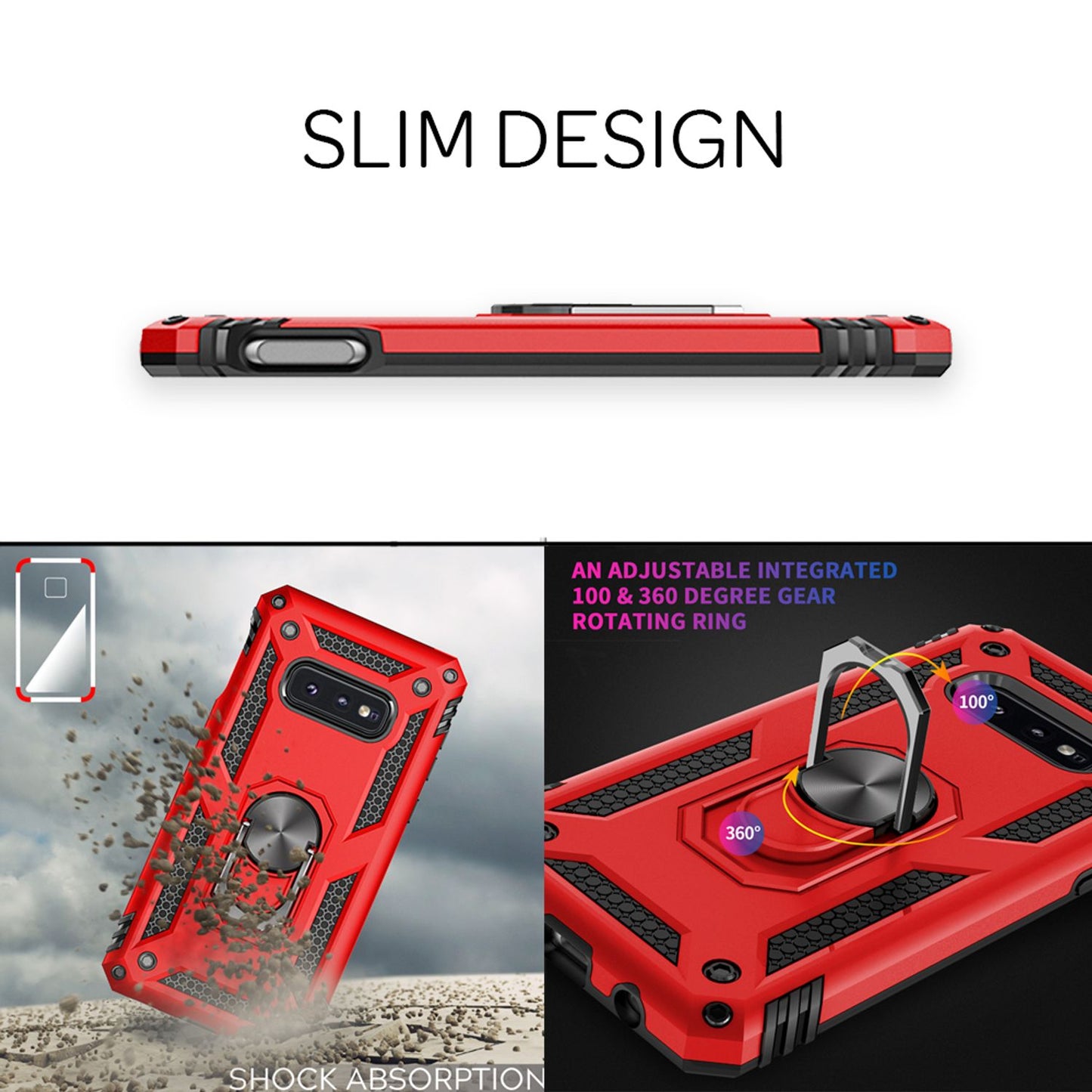 NALIA Panzerhülle für Samsung Galaxy S10e – Ring-Ständer 360° & Magnet-Halterung Kompatibel – RINGDEFEND (Stoßfestes Outdoor Case) – Marke aus Berlin