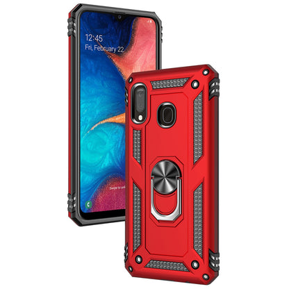 NALIA Ring Hülle + Schutzglas kompatibel mit Samsung Galaxy A20e, 9H Displayschutz & 360° Finger-Halter Handyhülle für magnetische KFZ-Halterung, Silikon Cover & Hard-Case Bumper