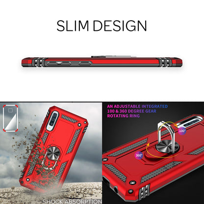 NALIA Ring Hülle + Schutzglas kompatibel mit Samsung Galaxy A50, 9H Displayschutz & 360° Finger-Halter Handyhülle für magnetische KFZ-Halterung, Silikon Cover & Hard-Case Bumper
