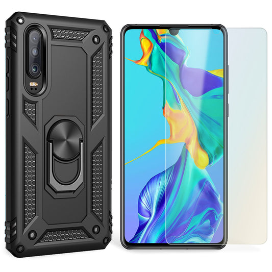 NALIA Panzerhülle für Huawei P30 – Ring-Ständer 360° & Magnet-Halterung Kompatibel – RINGDEFEND (Stoßfestes Outdoor Case) – Marke aus Berlin