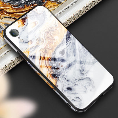 NALIA Hartglas Hülle kompatibel mit iPhone XR, Marmor Design Hard-Case aus 9H Tempered Glass & Silikon Bumper, Kratzfeste Motiv Handyhülle Phone Cover Schutzhülle Handy-Tasche