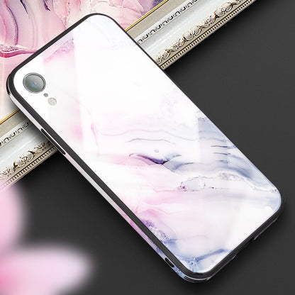 NALIA Hartglas Hülle kompatibel mit iPhone XR, Marmor Design Hard-Case aus 9H Tempered Glass & Silikon Bumper, Kratzfeste Motiv Handyhülle Phone Cover Schutzhülle Handy-Tasche