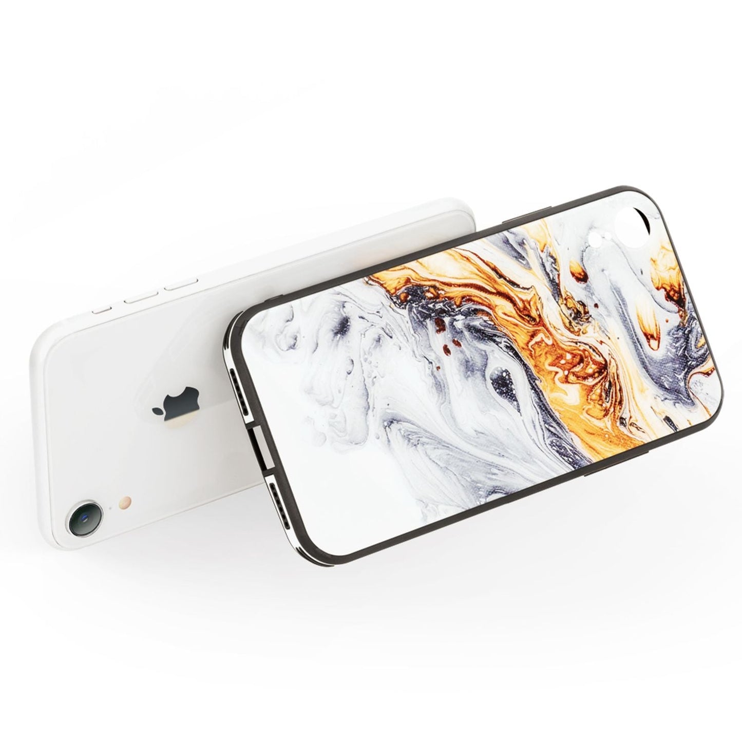 NALIA Hartglas Hülle kompatibel mit iPhone XR, Marmor Design Hard-Case aus 9H Tempered Glass & Silikon Bumper, Kratzfeste Motiv Handyhülle Phone Cover Schutzhülle Handy-Tasche