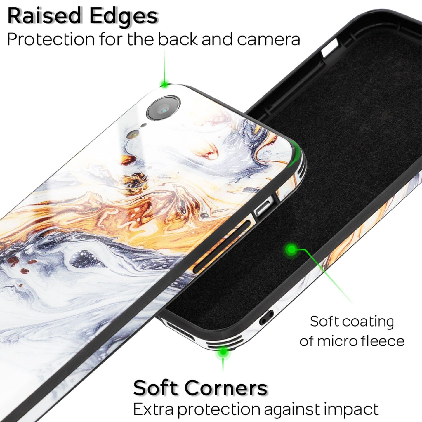 NALIA Hartglas Hülle kompatibel mit iPhone XR, Marmor Design Hard-Case aus 9H Tempered Glass & Silikon Bumper, Kratzfeste Motiv Handyhülle Phone Cover Schutzhülle Handy-Tasche