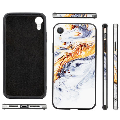 NALIA Hartglas Hülle kompatibel mit iPhone XR, Marmor Design Hard-Case aus 9H Tempered Glass & Silikon Bumper, Kratzfeste Motiv Handyhülle Phone Cover Schutzhülle Handy-Tasche