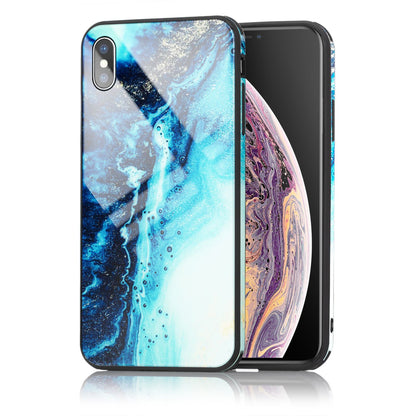 NALIA Hartglas Hülle kompatibel mit iPhone XS Max, Marmor Design Hard-Case aus 9H Tempered Glass & Silikon Bumper, Kratzfeste Handyhülle Phone Cover Schutzhülle Handy-Tasche